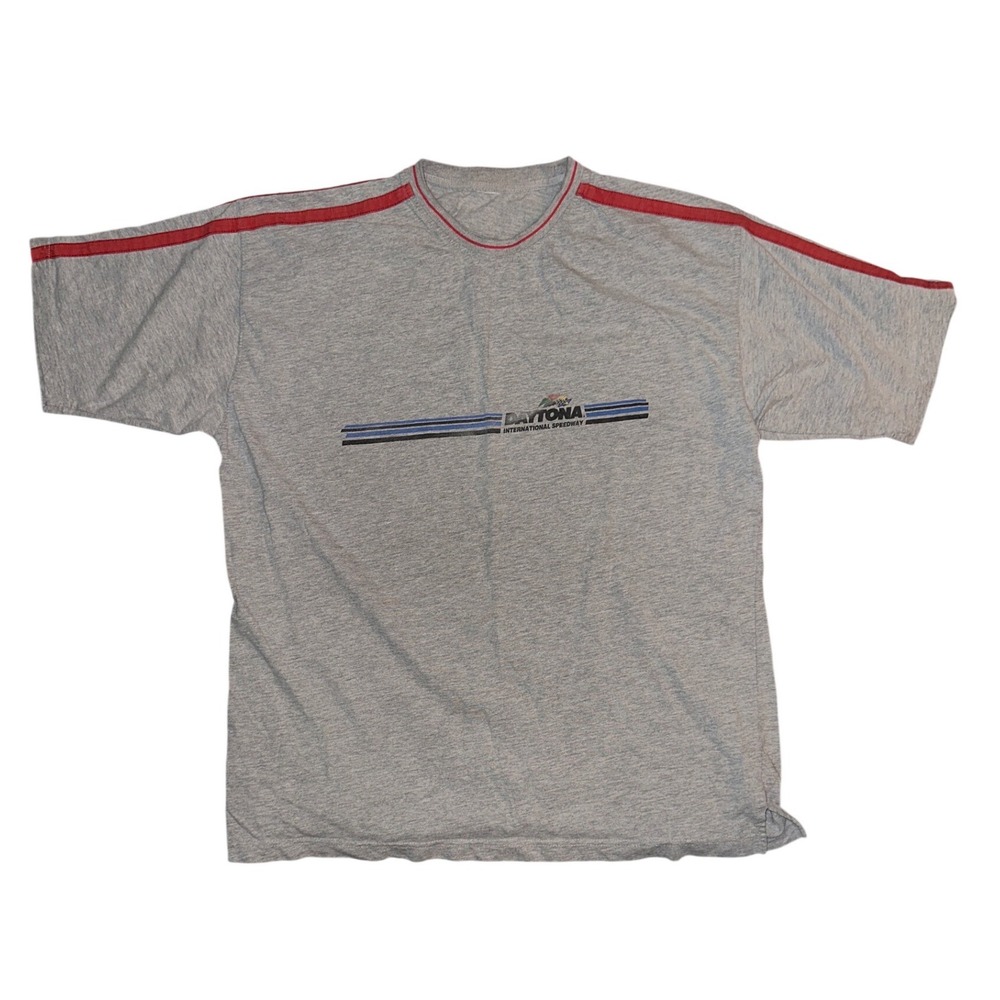 Daytona International Speedway Graphic T-Shirt Gray Racing Mens XL Vintage